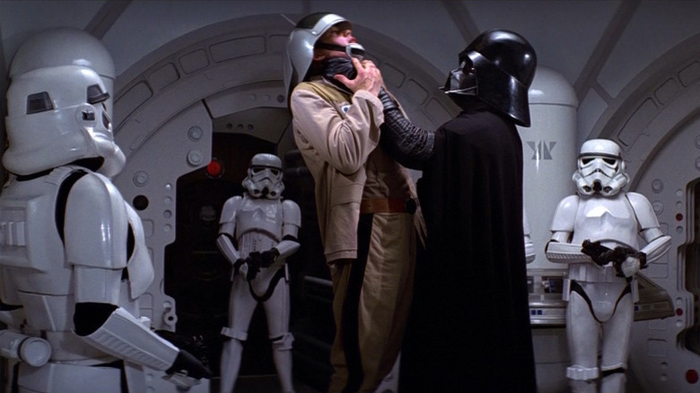 Darth Vader choking a Rebel in Star Wars: A New Hope