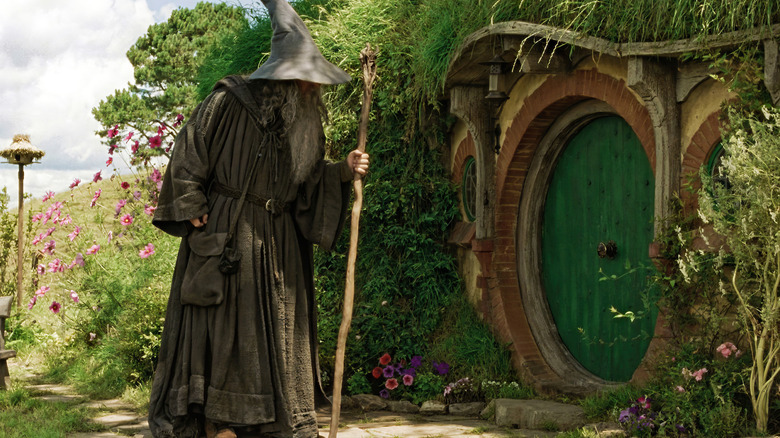 Gandalf arriving at Bilbo Baggins' home in "The Lord of the Rings: The Fellowship of the Ring"