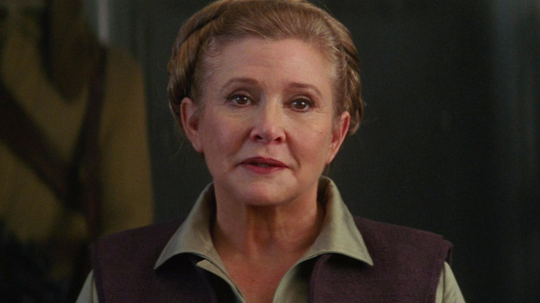 Carrie Fisher as Leia seeing Han for the first time in years in Star Wars: The Force Awakens