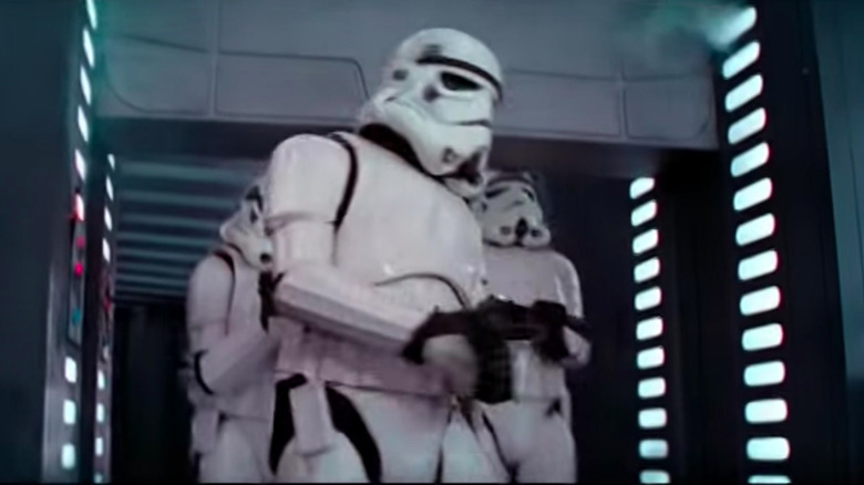 A stormtrooper walks into a door in Star Wars: Episode IV - A New Hope