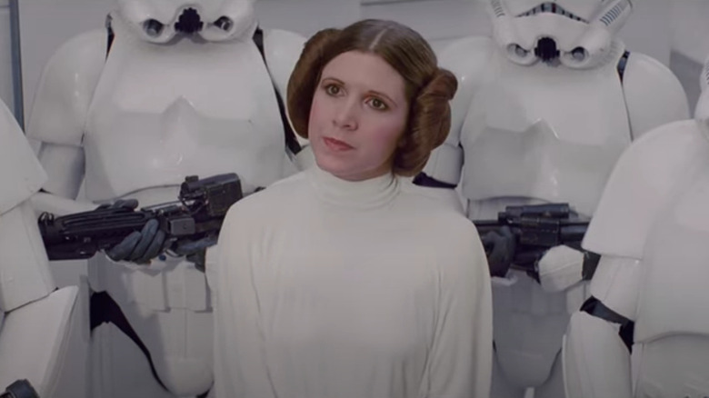 Princess Leia surrounded by stormtroopers