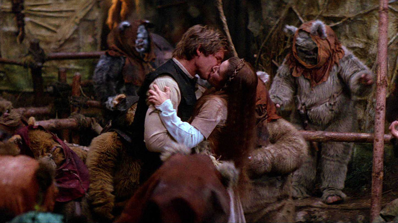 Han and Leia kiss on Endor