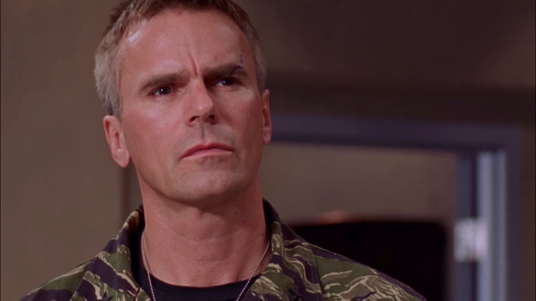 Jack O'Neill in Stargate SG-1 looking concerned