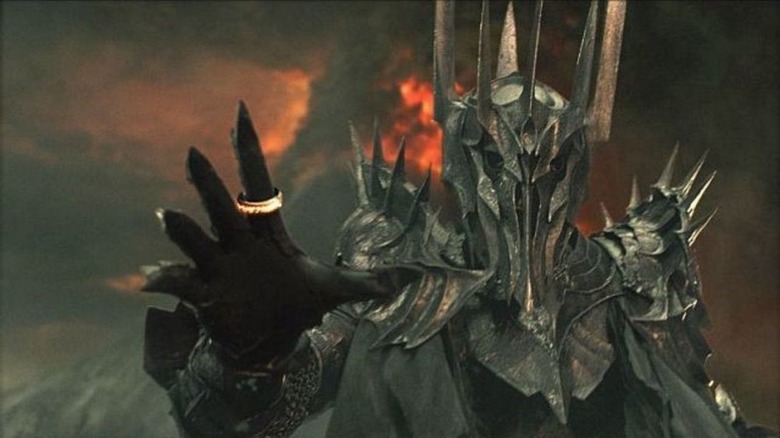 Sauron wearing ring reaching The Lord of the Rings