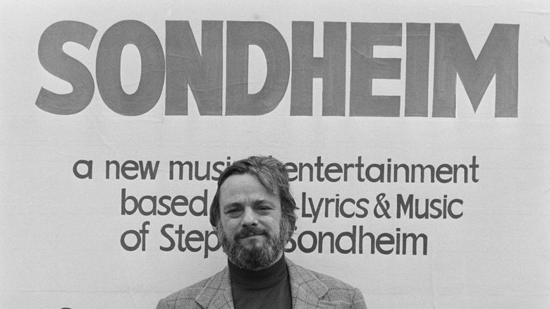 Sondheim in front of the Mermaid Theater in 1976