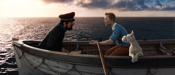 Left to right: Captain Haddock (Andy Serkis), Tintin (Jamie Bell), and Snowy in THE ADVENTURES OF TINTIN, from Paramount Pictures and Columbia Pictures in association with Hemisphere Media Capital.