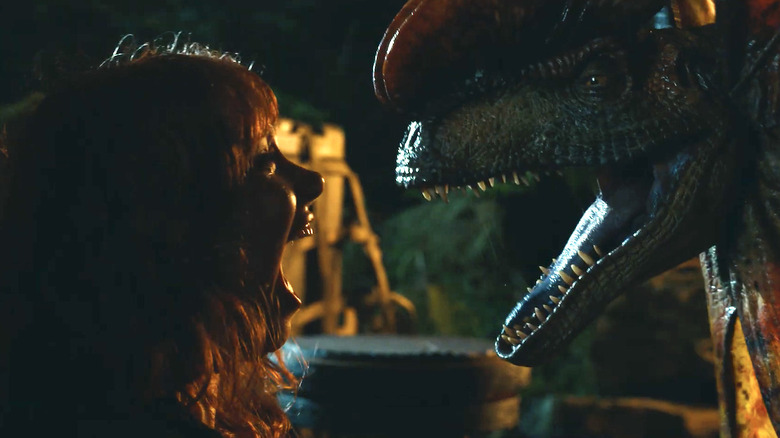 Bryce Dallas Howard and friend in Jurassic World Dominion