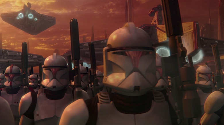 Clone troopers about to be deployed in Star Wars: Attack of the Clones