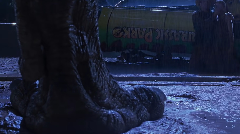 T-Rex putting its foot down in Jurassic Park