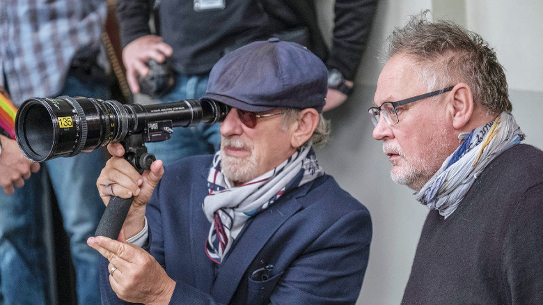 Steven Spielberg and Janusz Kaminski on The Post set