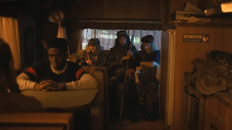 The gang back in Hawkins in Stranger Things