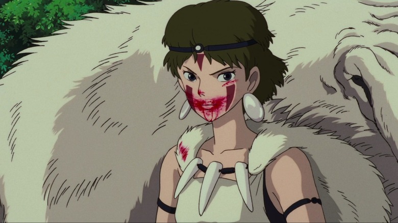 Bloody San and wolf in Princess Mononoke 