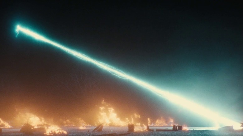 Wonder Woman shooting lightning at Ares