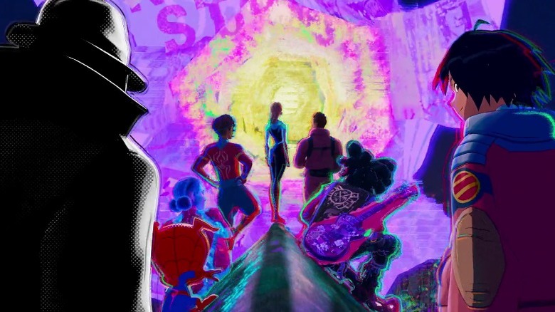 Spider-People gazing into portal in Spider-Man: Across the Spider-Verse