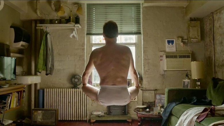 Michael Keaton floating in Birdman