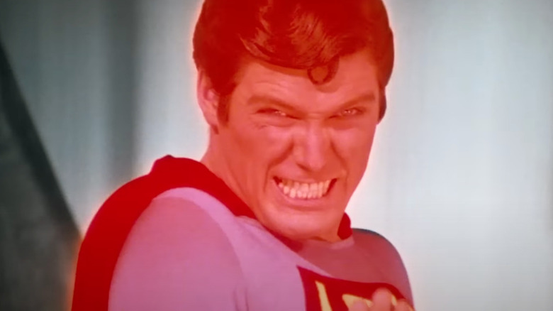 Superman glows red in Superman II