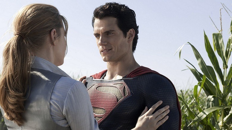 Superman and Lois in a cornfield