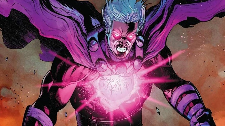 Magneto with chest blown open