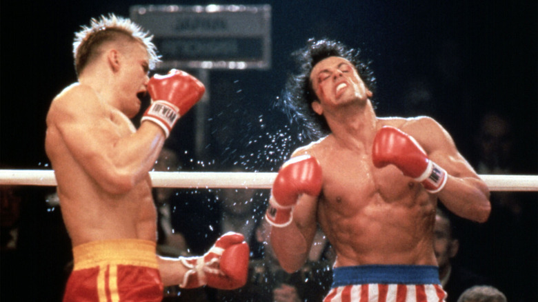 Dolph Lundgren and Sylvester Stallone in Rocky IV