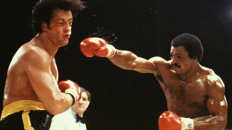 Sylvester Stallone and Carl Weathers in Rocky II