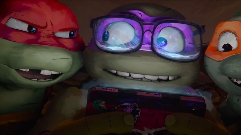 Raphael, Donatello, and Michelangelo in Teenage Mutant Ninja Turtles: Mutant Mayhem