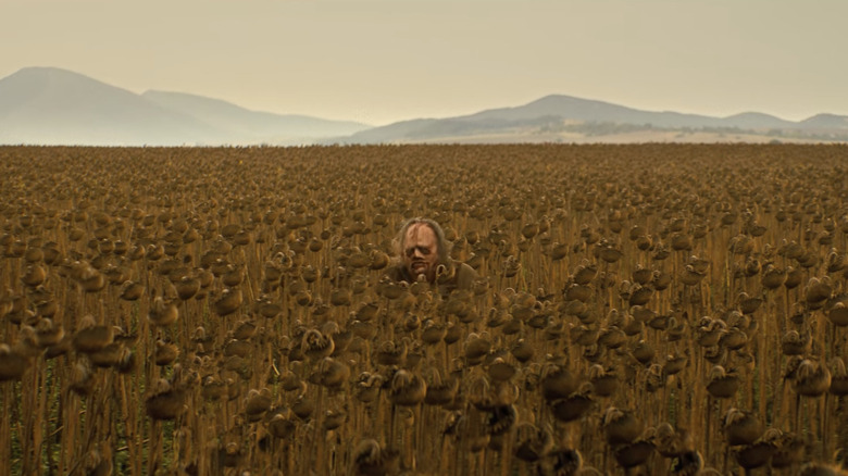 deformed man in a wheat field