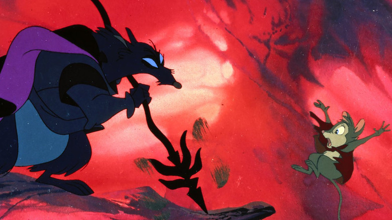 Mrs. Brisby being attacked by a rat in The Secret of NIMH