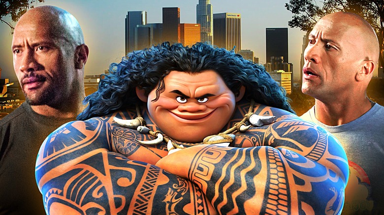 Dwayne Johnson as Luke Hobbs in Furious 7, Maui in Moana, and Robbie Weirdicht in Central Intelligence