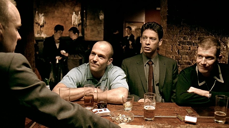 Dexter Fletcher, Jason Statham, and Jason Flemyng at bar