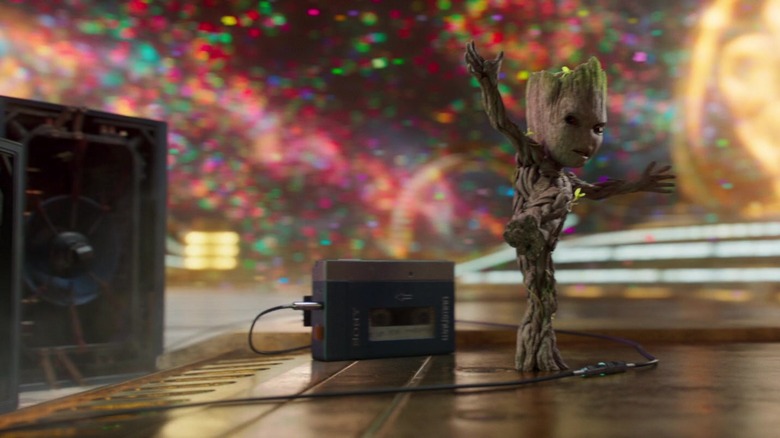 Guardians of the Galaxy Vol 2 dancing Groot and speakers