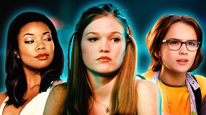 A composite image showing Gabrielle Union in Deliver Us From Eva, Julia Stiles in 10 Things I Hate About You, and Rachael Leigh Cook in She's All That