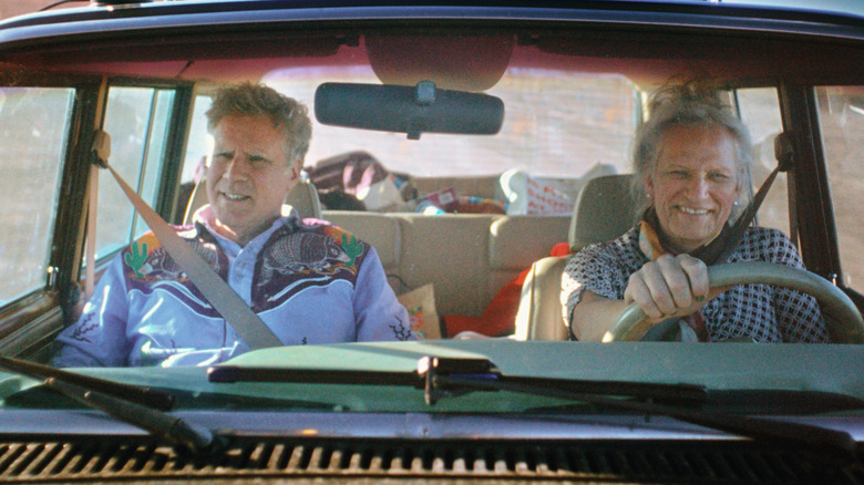 Will Ferrell and Harper Steele in a car in Will & Harper