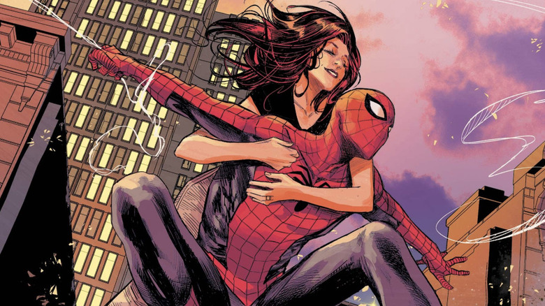 eter and Mary Jane Parker web swinging in Ultimate Spider-Man #6