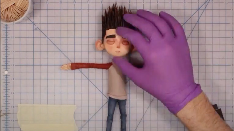 An animator making Norman in ParaNorman