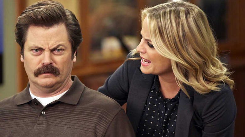 Ron with Leslie upset Parks and Recreation