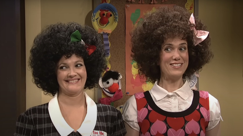 Drew Barrymore with Kristen Wiig as Gilly on SNL