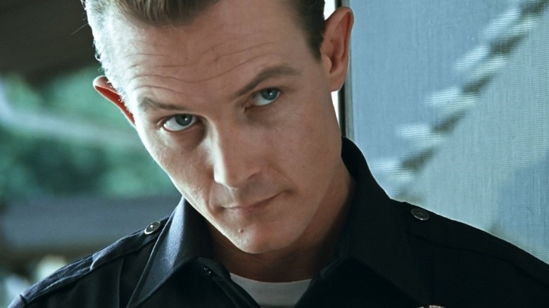 The T-1000 stares emotionlessly