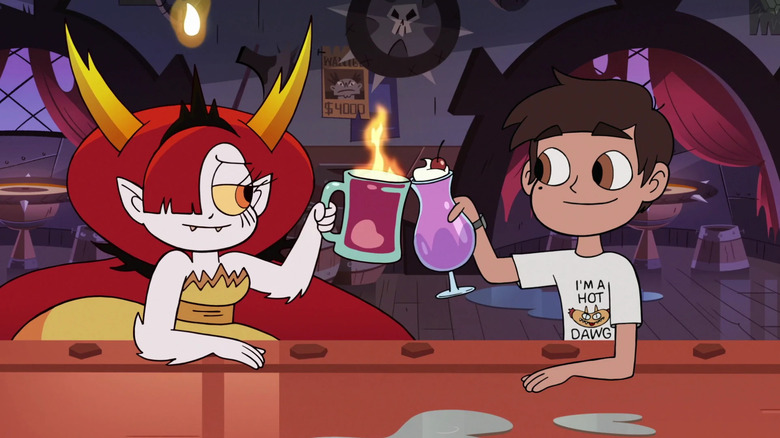 Hekapoo sharing a drink with Marco on Star vs. the Forces of Evil