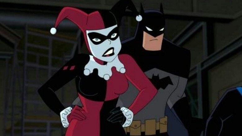 Harley Quinn and Batman looking annoyed