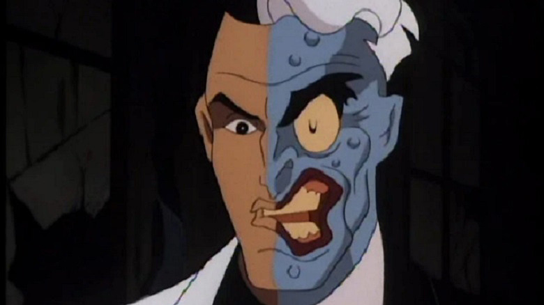 Two-Face grimacing