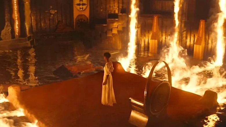 Shuri in burning throne room