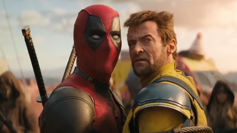 Ryan Reynolds as Deadpool and Hugh Jackman as Wolverine in captivity being brought to Cassandra Nova in Deadpool & Wolverine