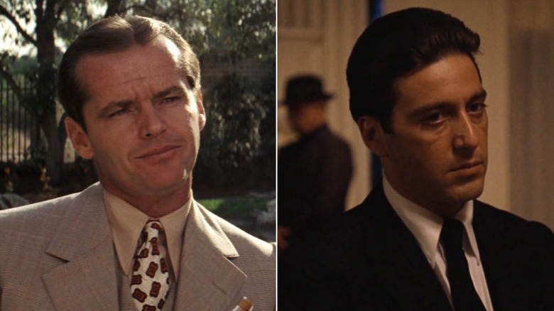 Jack Nicholson as Jake Gittes in Chinatown and Al Pacino as Michael Corleone in The Godfather Part II