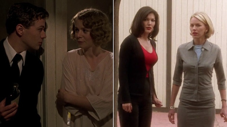 Ryan Phillippe as Henry Denton and Emily Watson as Elsie in Gosford Park, and Laura Harring as Rita and Naomi Watts as Betty Elms in Mulholland Drive