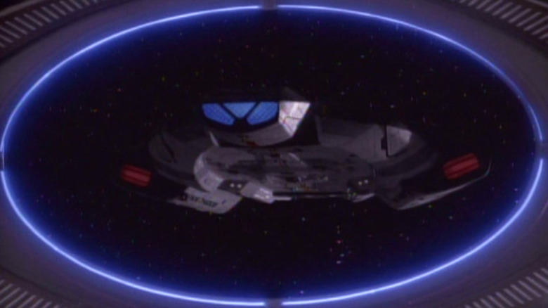 The U.S.S. Defiant on DS9's viewscreen.