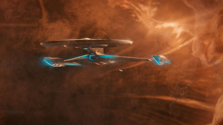 The U.S.S. Discovery-A in a cloud of energy.