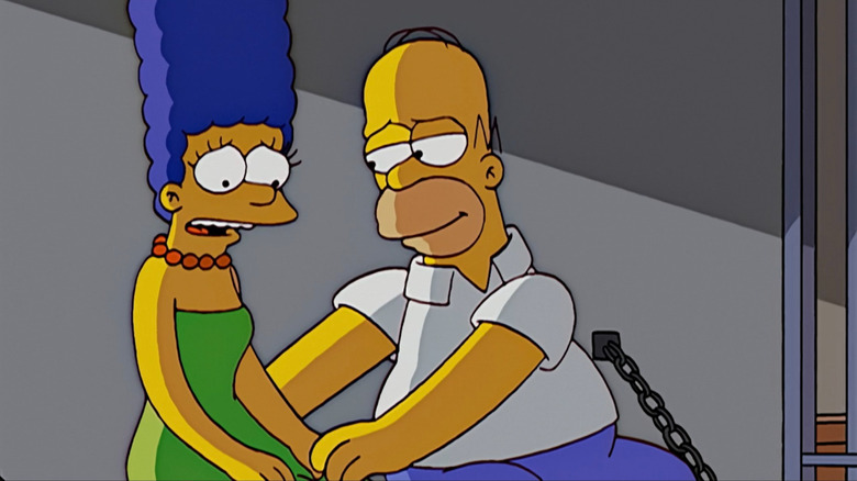 Homer comforting Marge in jail on The Simpsons