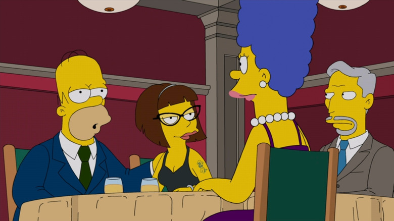 Homer with his hand on Candace's shoulder on The Simpsons