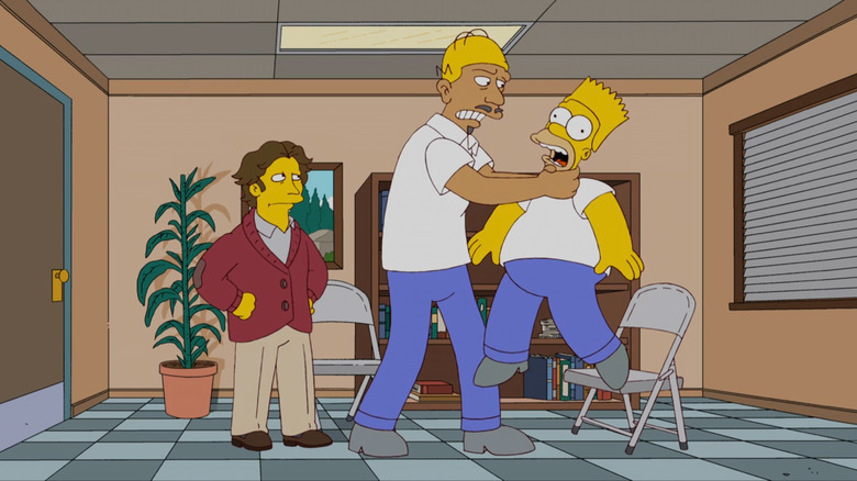 Kareem Abdul-Jabbar strangling Homer on The Simpsons