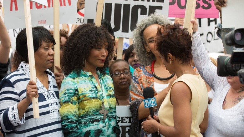 Miss Helen Worthy attending a protest